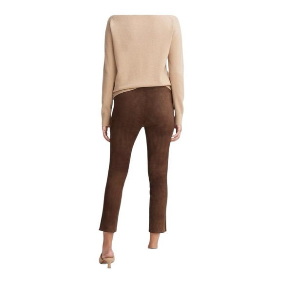 Vince Chocolate Brown Suede Pants Women’s Stretchy Elastic Waist 100% Leather - Picture 12 of 12